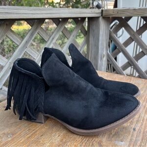 Very G Black Fringe Suede Boots size 10